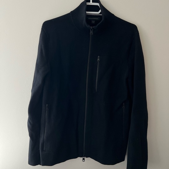 Banana Republic black zip up sweater jacket - Picture 2 of 6